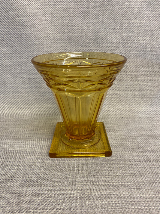 Vintage Art Deco Glass Vase - Amber