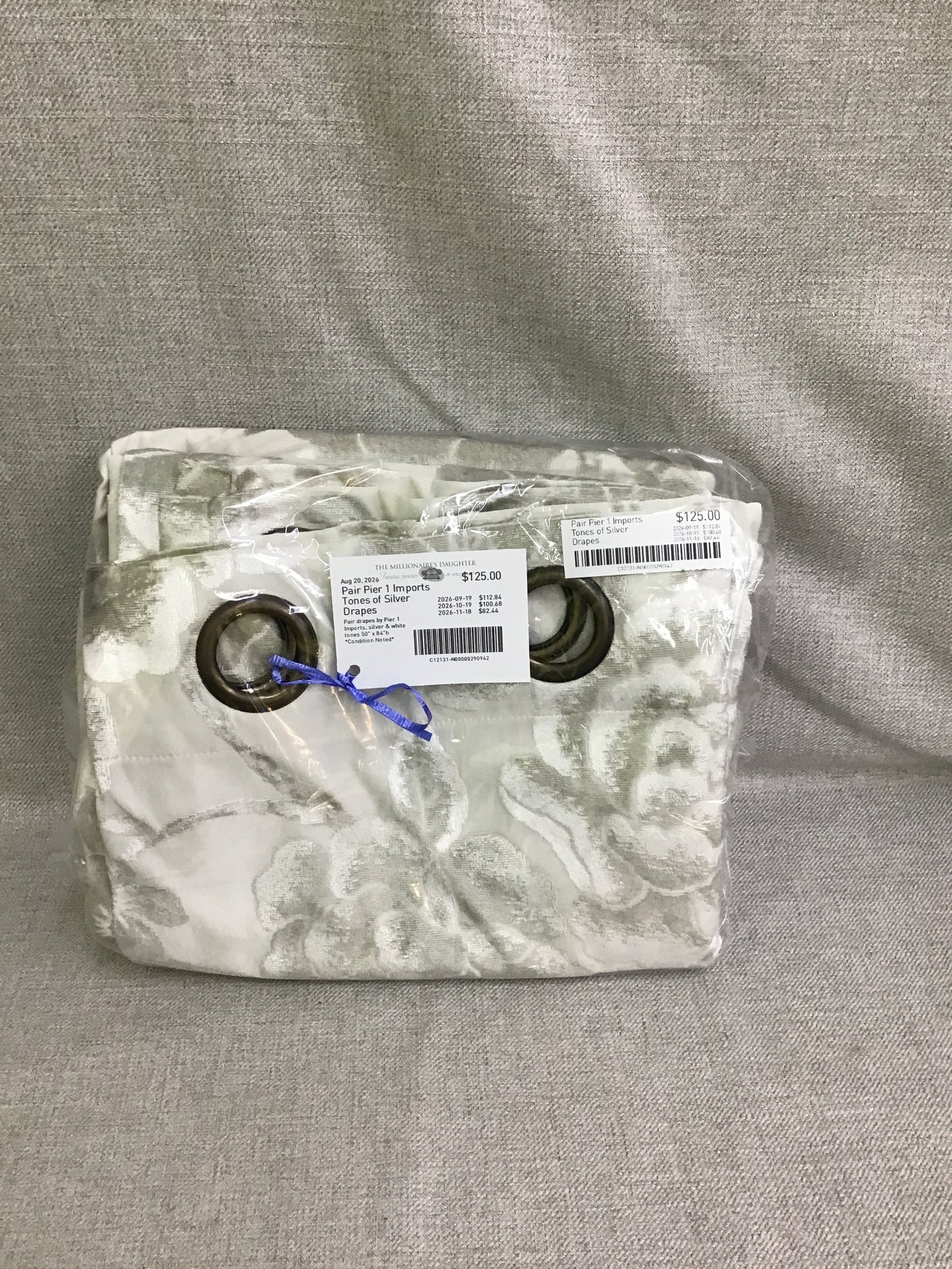 Pair Pier 1 Imports Tones of Silver Drapes