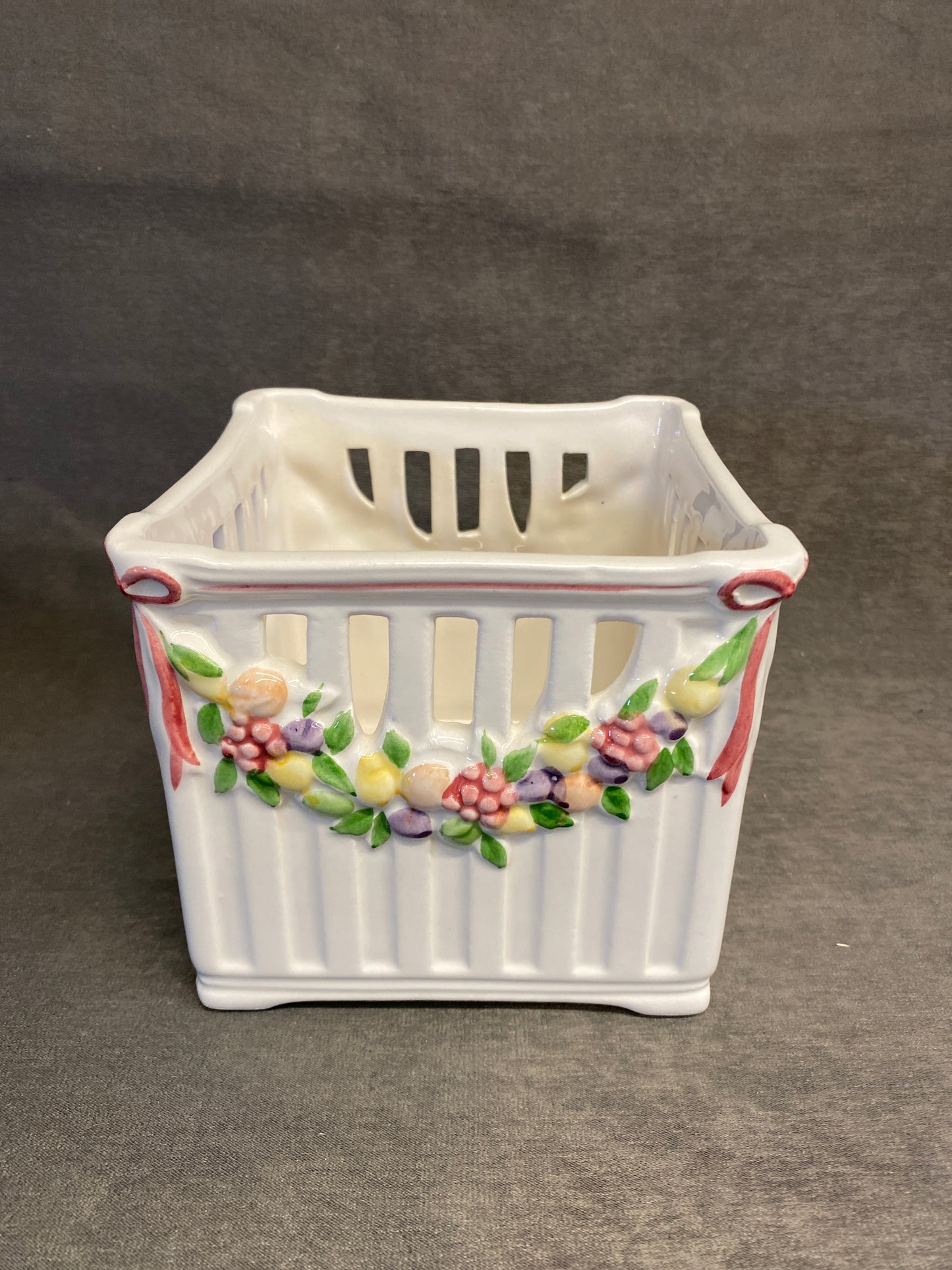 Small Portuguese Ceramic Planter - Floral