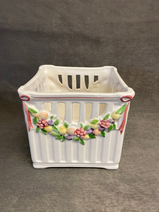 Small Portuguese Ceramic Planter - Floral