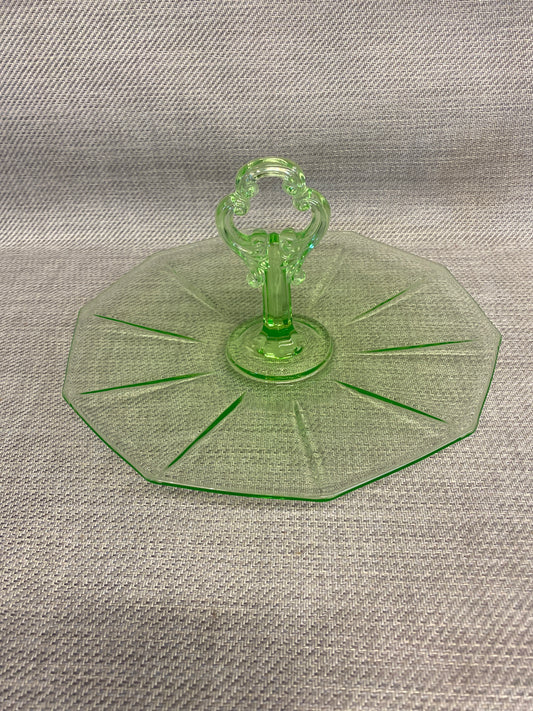 Vintage Uranium Glass Tidbit Tray