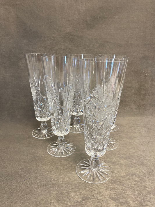 Set 6 Pinwheel Crystal Pilsner Glasses