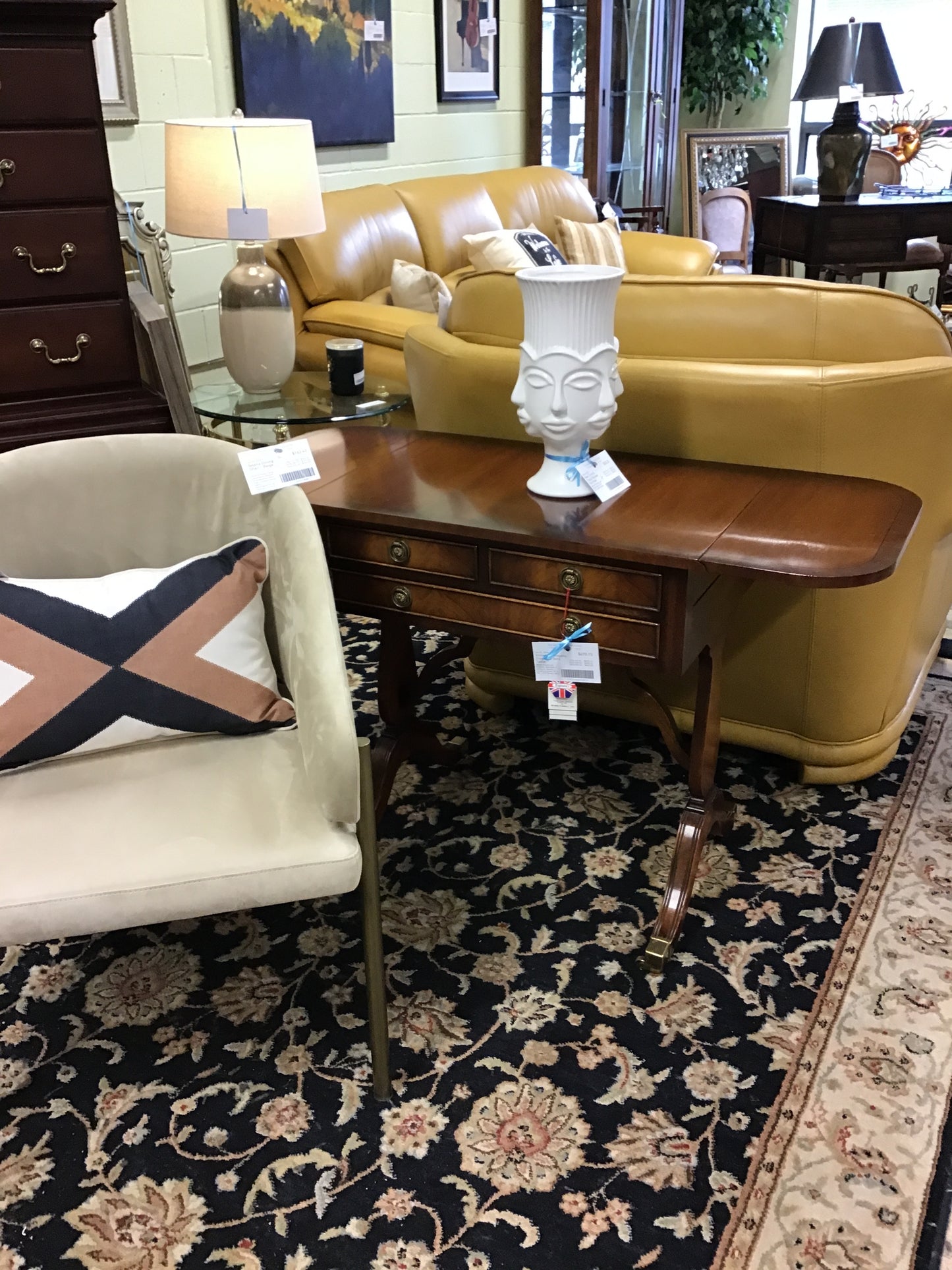 Vintage Mahogany Drop Leaf Sofa Table