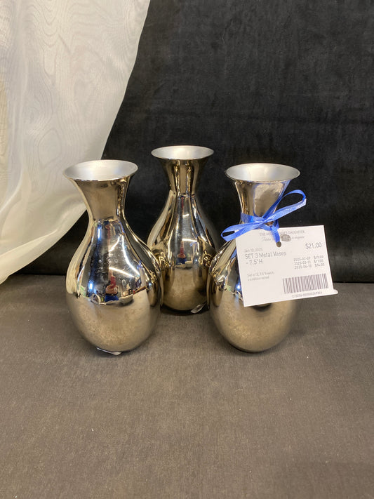 SET 3 Metal Vases - 7.5"H