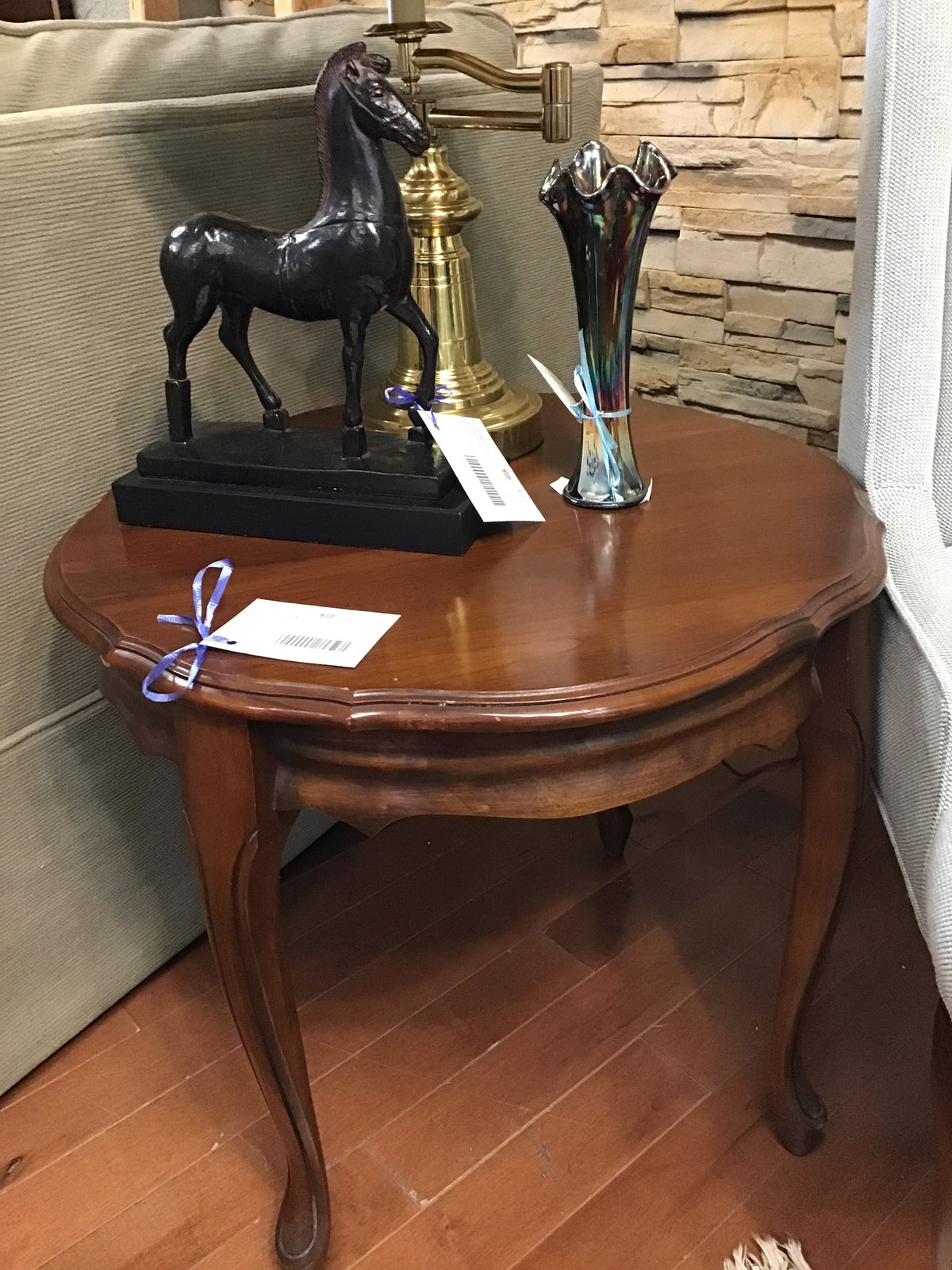 Round Dark Wood Side Table