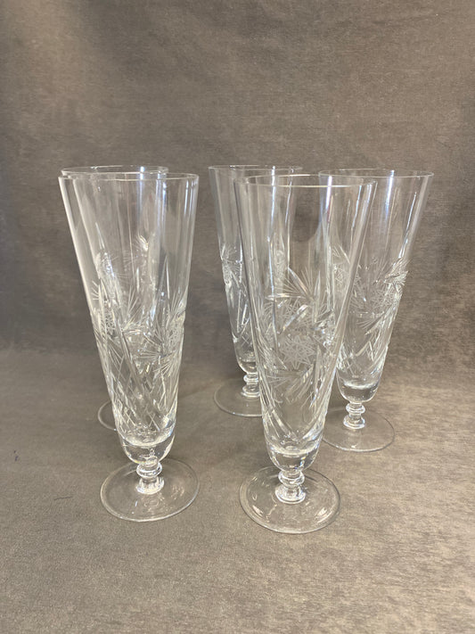 Set 5 Pinwheel Crystal Pilsner Glasses