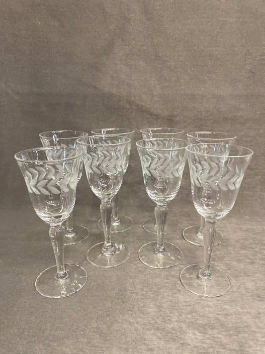 Set 8 Tiffin Laurel Wreath Sherry Glasses