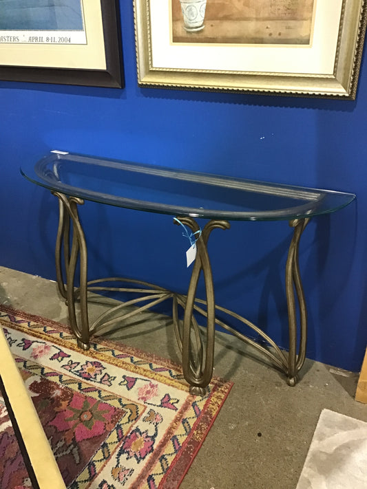 1/2 Moon Glass/Metal Table
