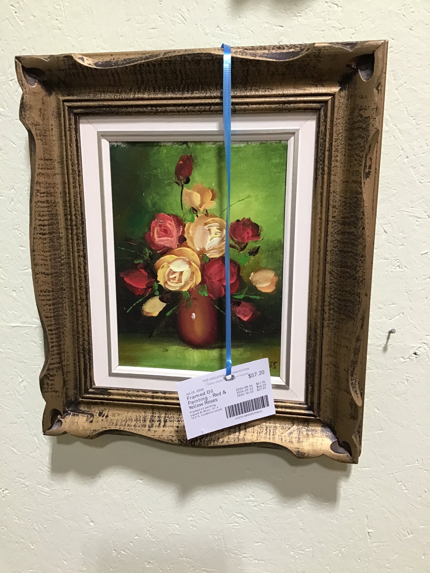 Framed Oil Painting - Red & Yellow Roses