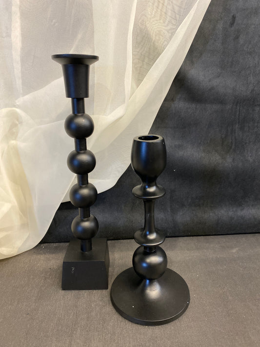 PAIR Metal Candleholders - Black