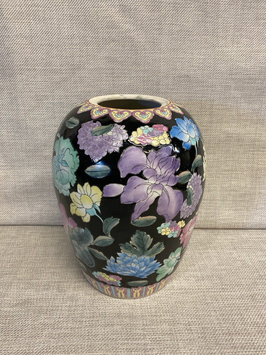 Ceramic Vase - Black Floral