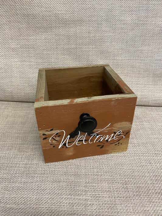 NEW! Small Wood Planter Box - Welcome
