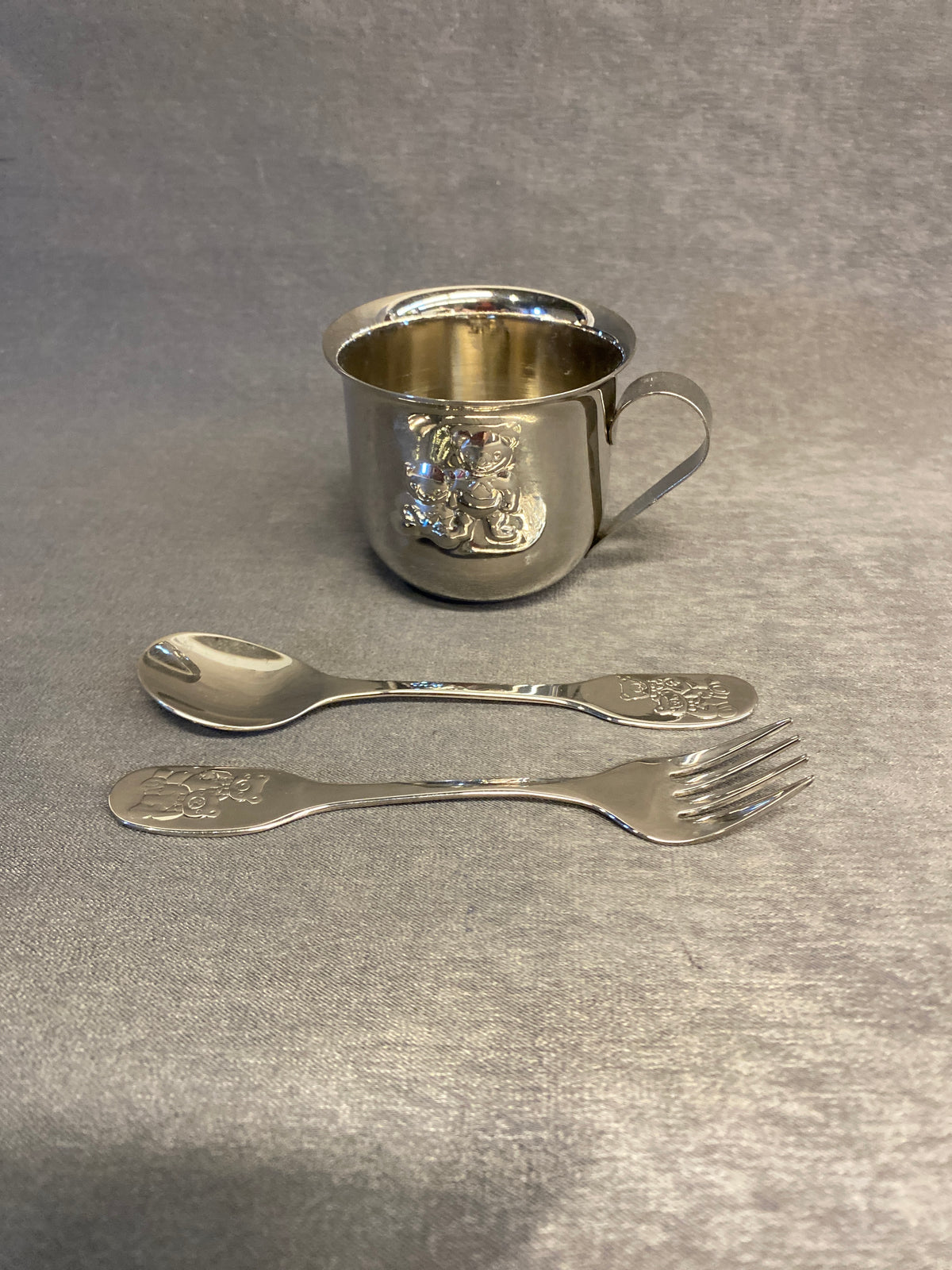 3PC Metal Baby Cup, Spoon & Fork