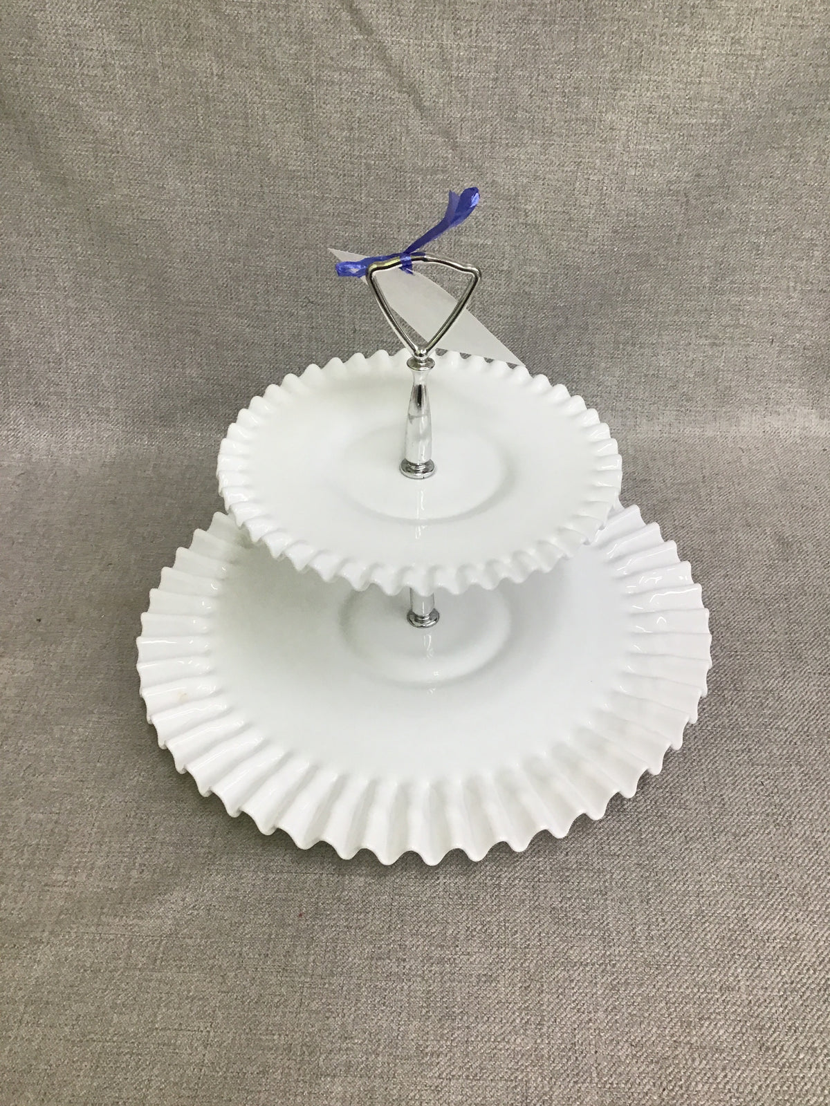 Fenton Hobnail Milk Glass Tiered Dessert Plate
