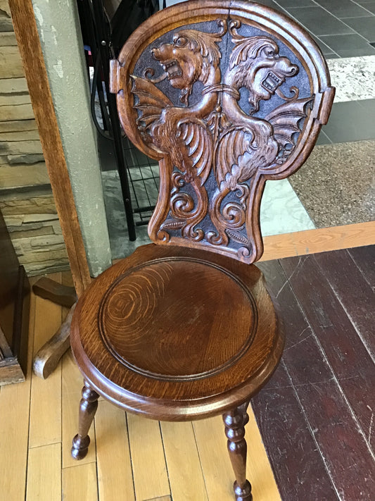 Antique Carved Oak Accent Chair