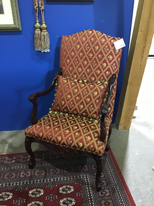 Tall Back Arm Chair & Toss Cushion