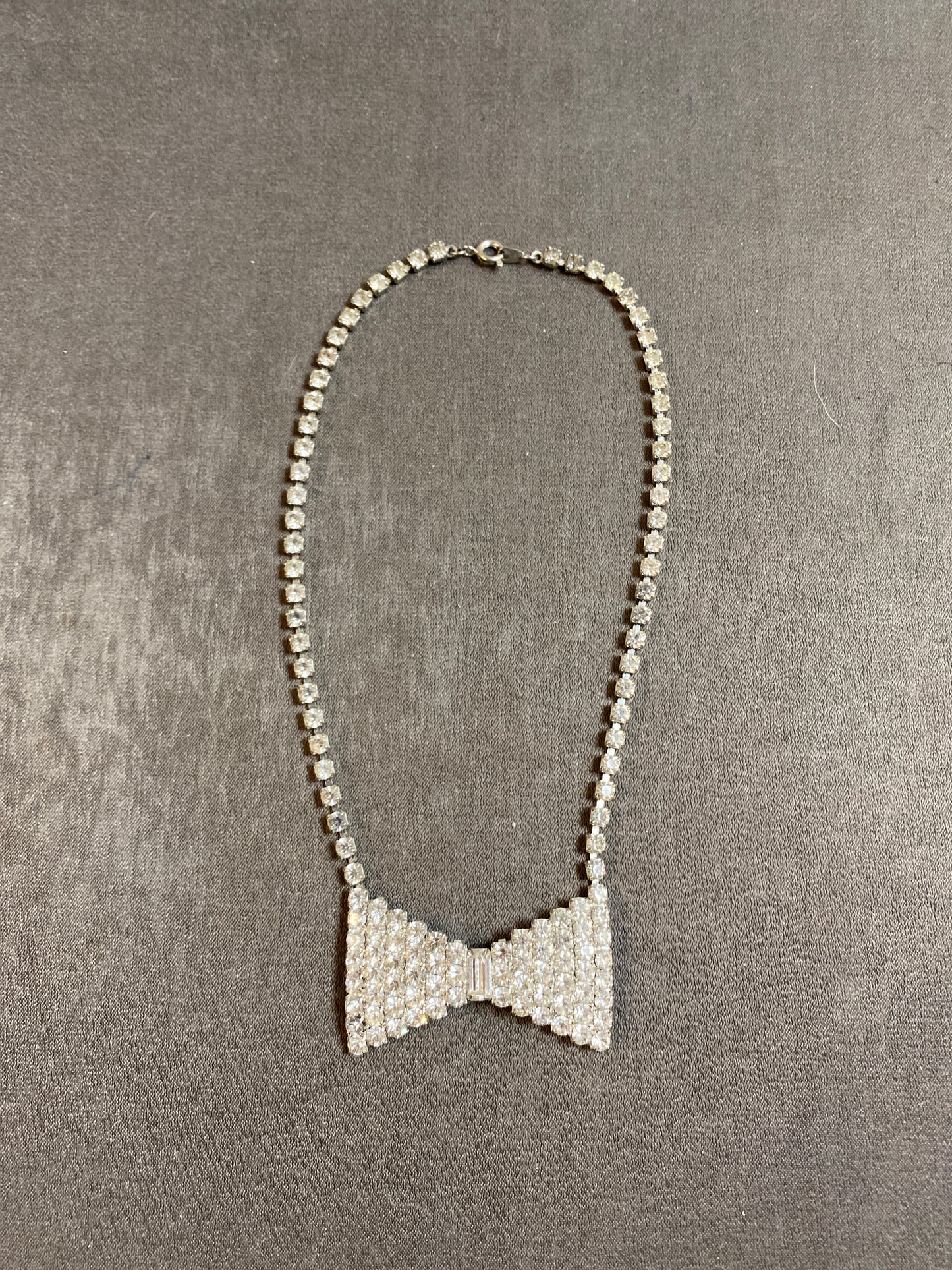 Rhinestone Necklace - Bow Tie