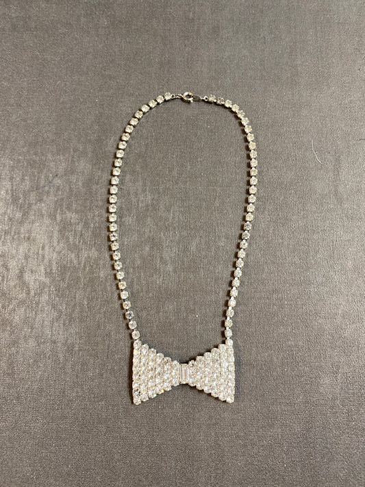 Rhinestone Necklace - Bow Tie