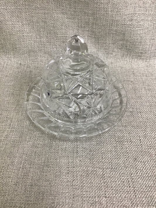 'Pinwheel' Crystal Butter Dish w Lid