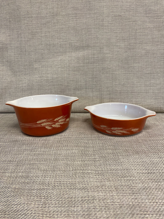 PAIR Pyrex "Autumn Harvest" Casserole Dishes