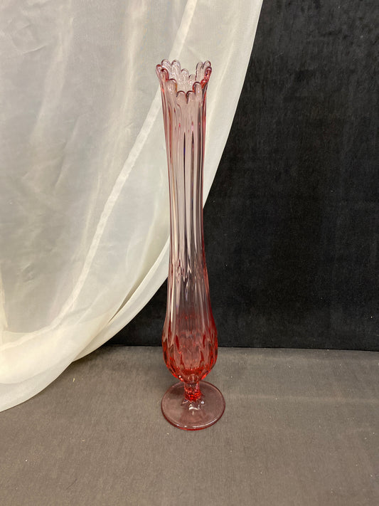 Fenton Swung Glass Vase - Pink