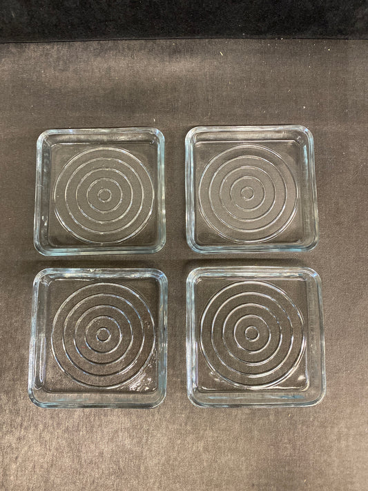 Set 4 Small Glass Plates - Square