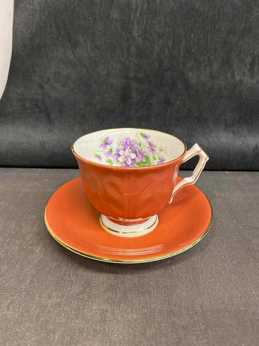 Aynsley Teacup & Saucer - Purple Flower