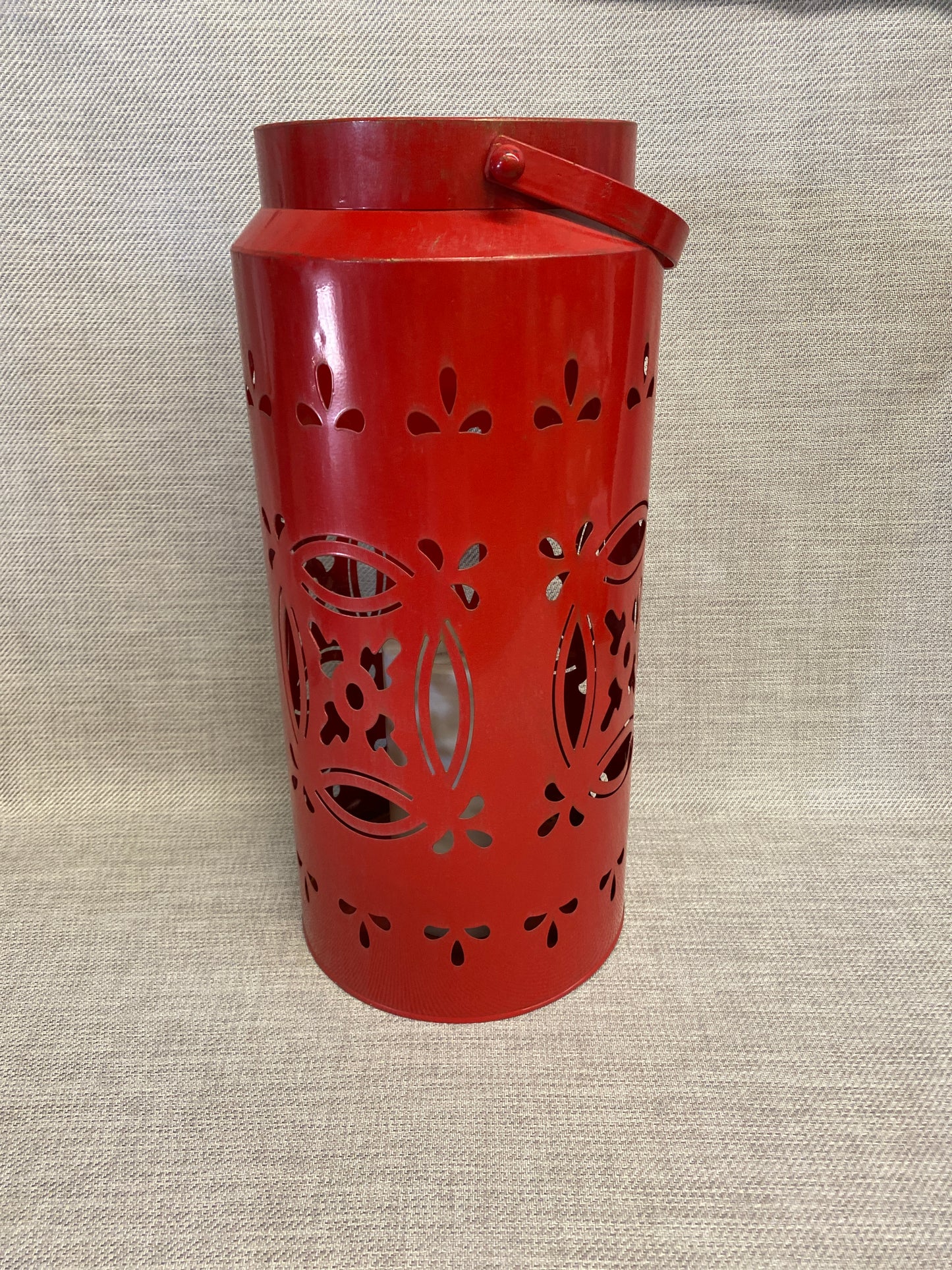 Metal Lantern With Flameless Candle - Red
