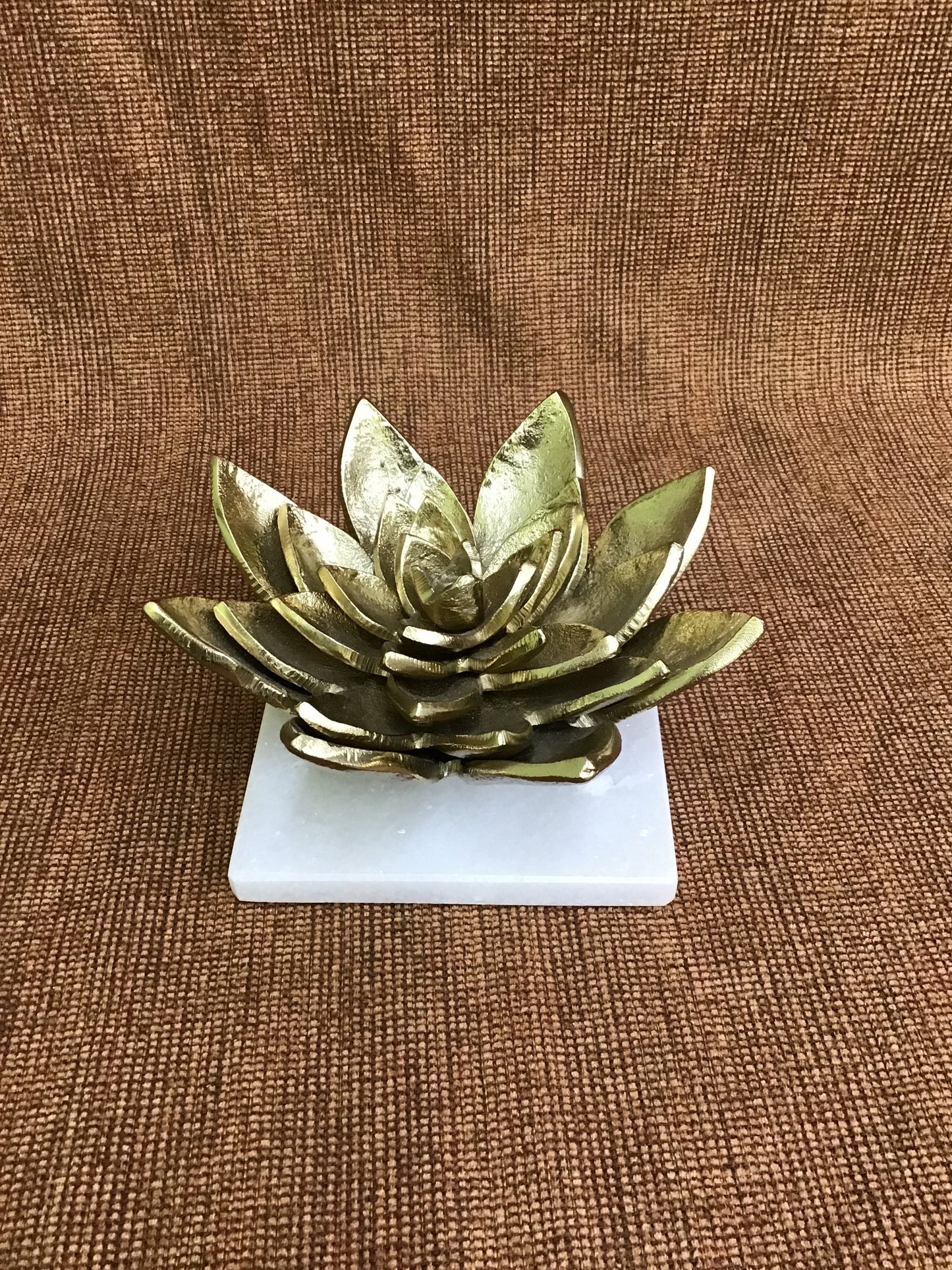 Gold Metal Flower on Stone Base