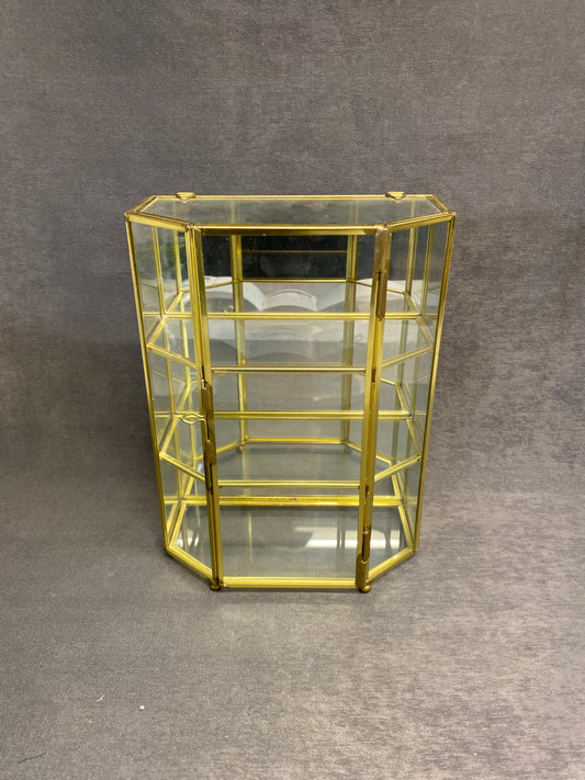 Brass & Glass Wall Mount Shelf - 3 Tier