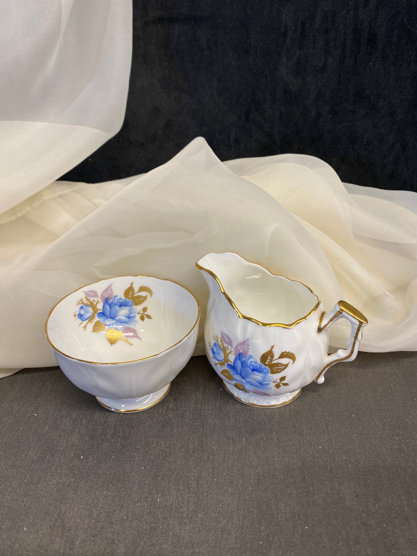 Aynsley Sm Cream & Sugar - Blue Floral