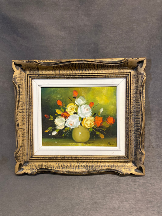 Framed Oil Painting - Roses