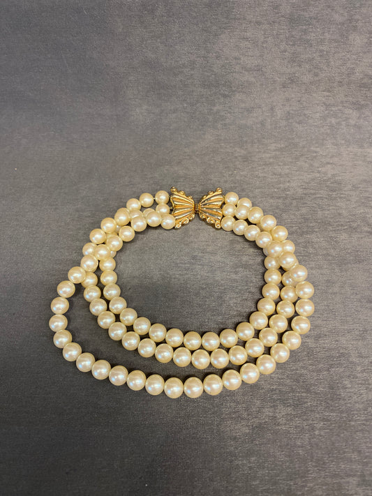 3 Strand Faux Pearl Necklace
