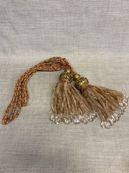 Pair Curtain Tie Backs - Coral & Gold