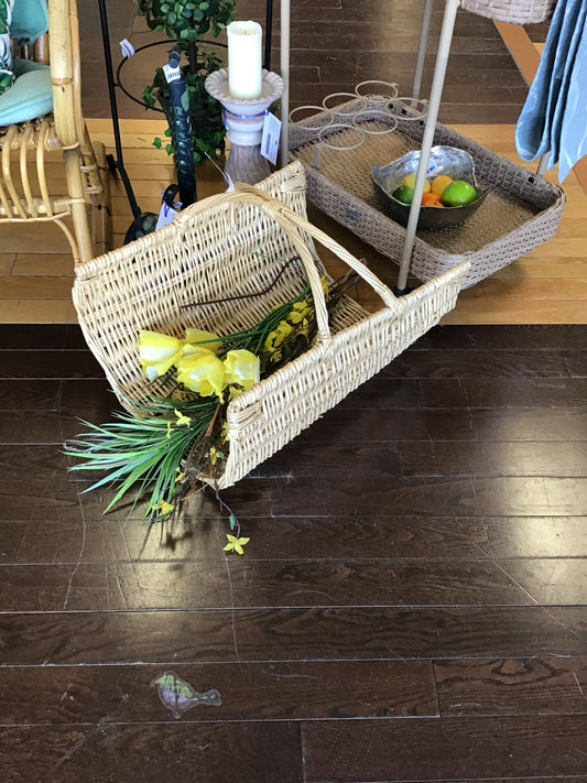 Rattan Flower Basket with Handles