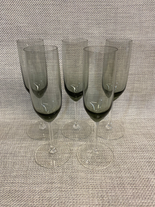 Cora Smoke SET 5 Flute Champagne Glasses