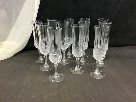Set 12 Cristal D'Arques Champagne Glasses