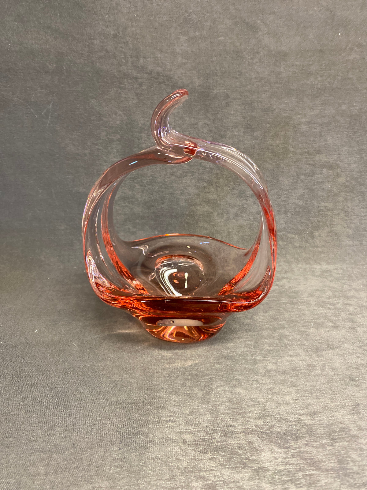 Vintage Glass Basket - Pink
