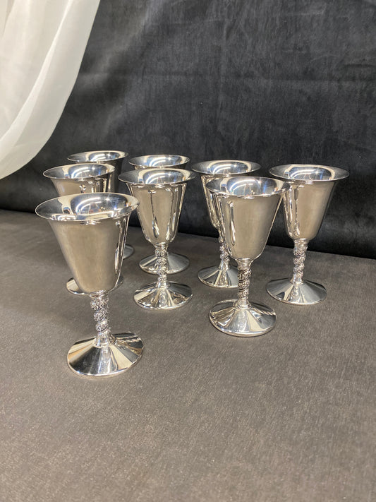 Set 8 Silverplate Wine Glasses