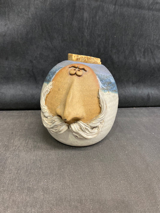 Studio Pottery Lidded Pot - Face