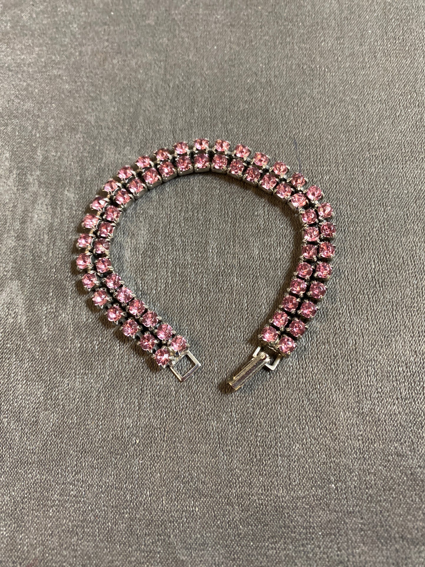 2 Strand Rhinestone Bracelet - Pink
