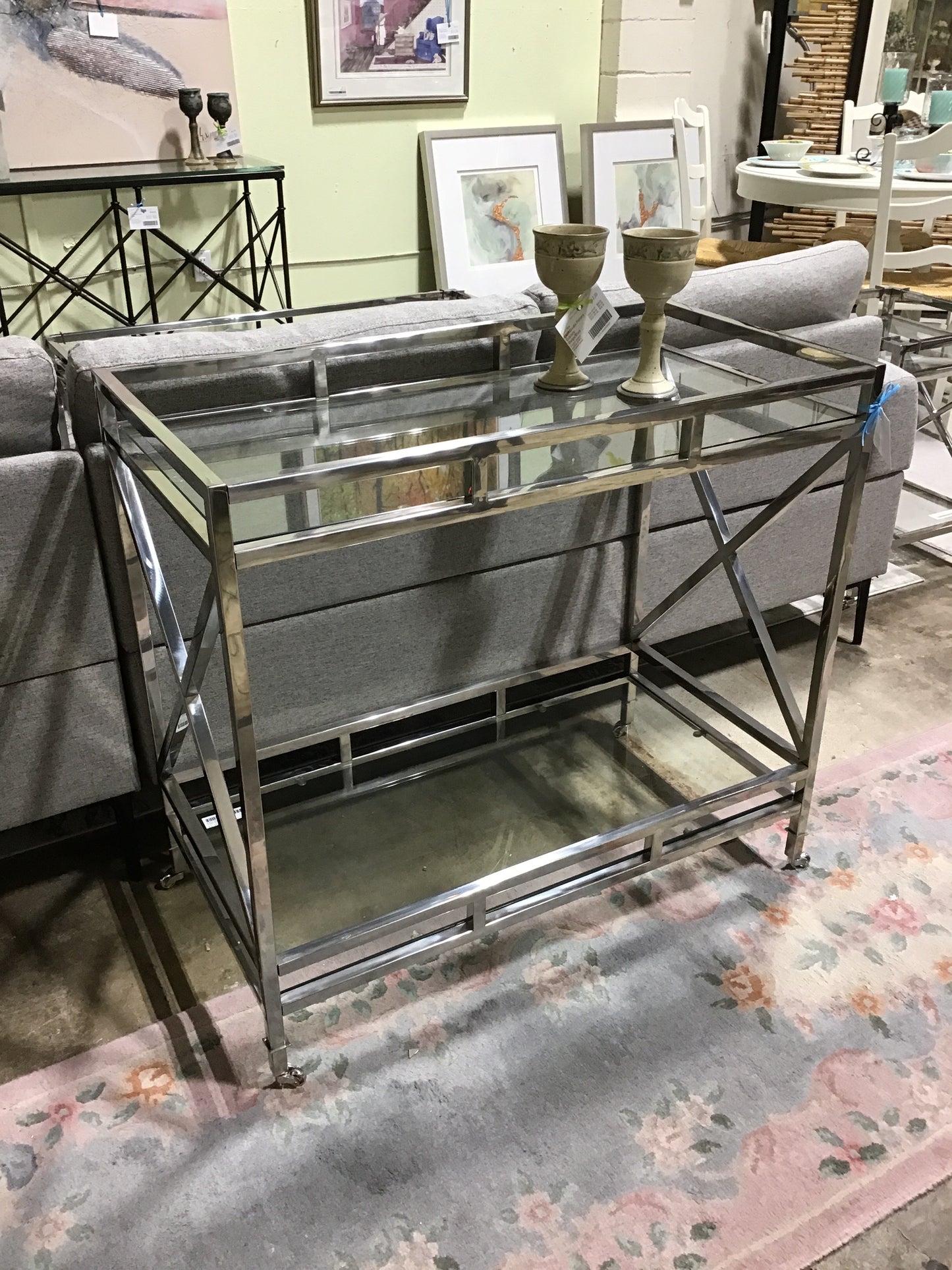 Chrome/Glass Bar Cart