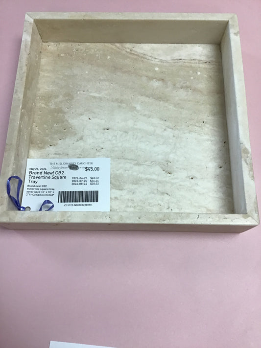 Brand New! CB2 Travertine Square Tray