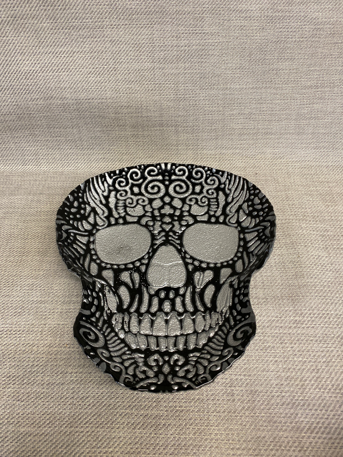 Halloween Glass Serving Platter - Skull