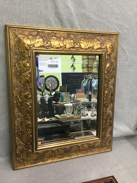 Gold Tone Framed Beveled Mirror