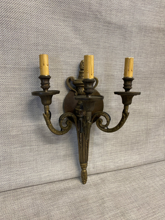 Vintage 3 Light Sconce - Italian Brass