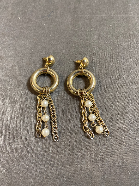 Pair Pierced Earrings - Faux Pearl Drops