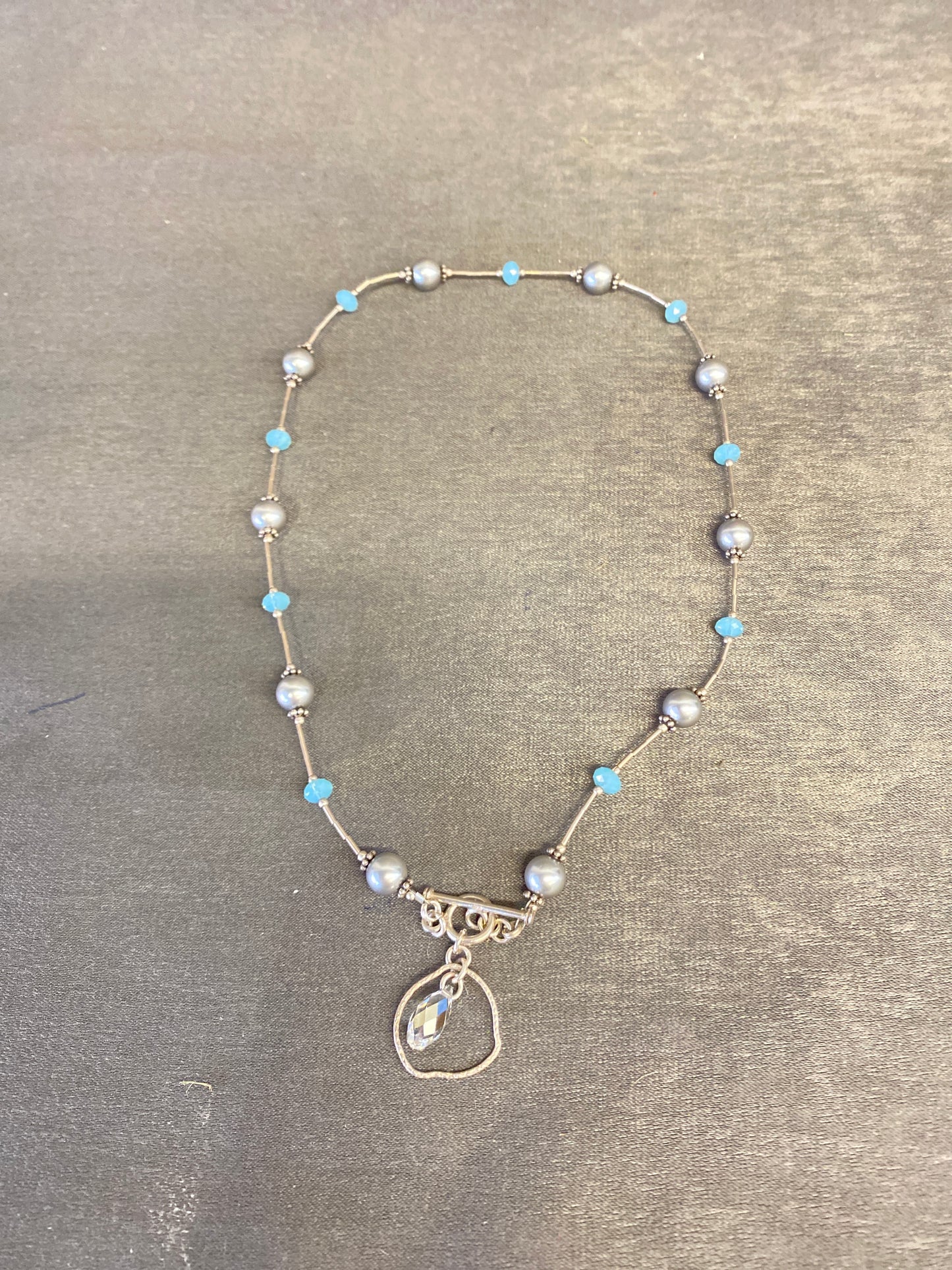 925 Silver Necklace - Blue & Silver