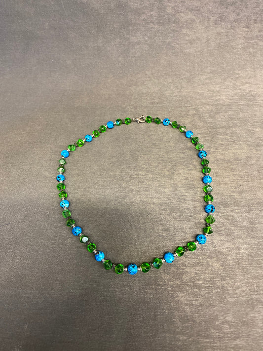 Necklace - Green & Blue Beads