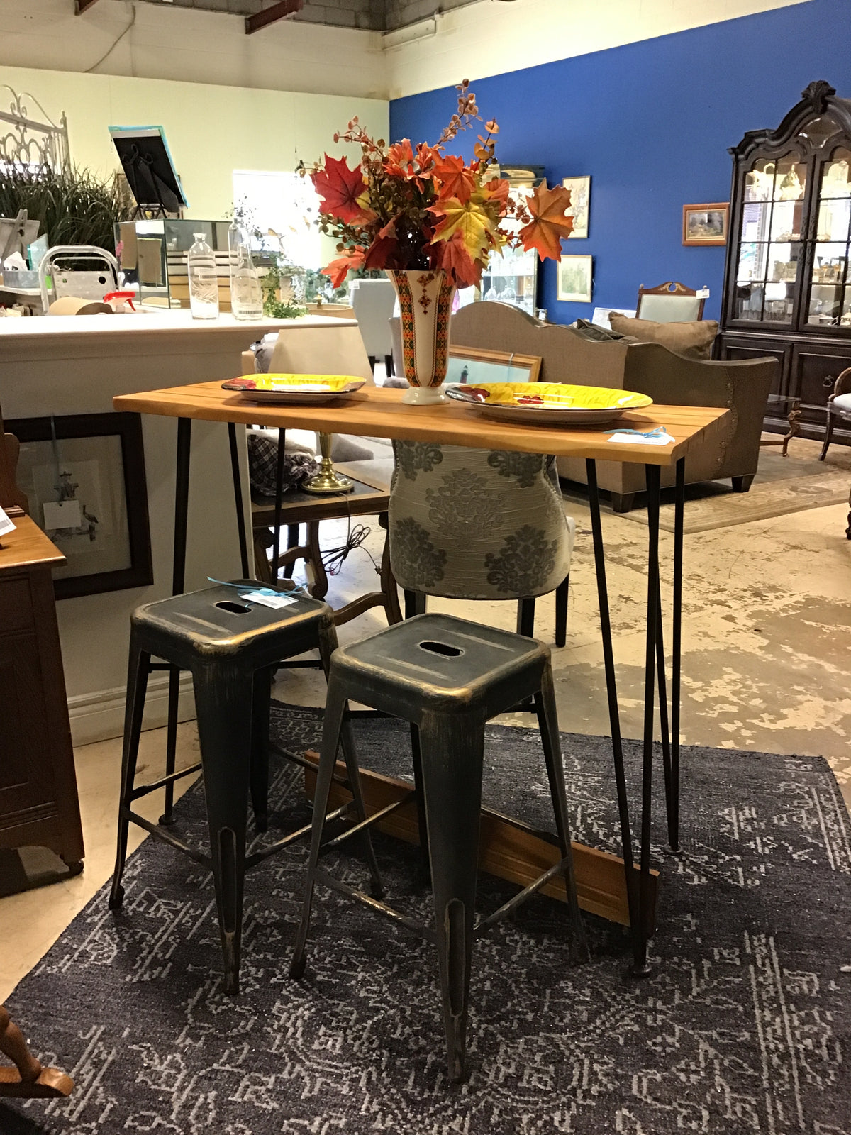 Pine/Metal Bar Table